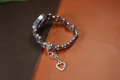 Kamule Silver Plated Heart Watch Charm