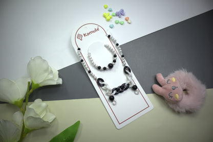 Kamule Black & White Beaded Chain Necklace
