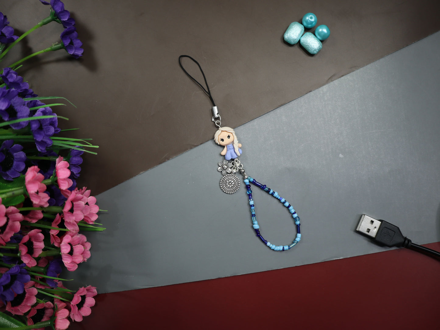 Kamule Sky & Blue Elsa Doll Phone Charm