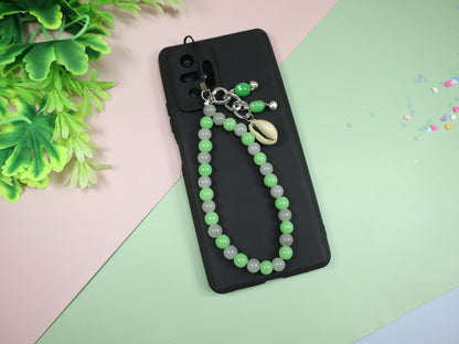 Kamule Green & Grey Beaded Phone Charm