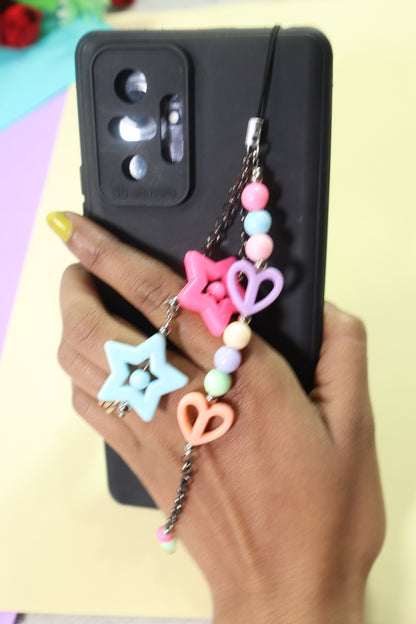 New Fashion Multicoloured Beads and Heart  with Chain Phone Charm