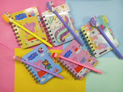 Mini Spiral Notebook with Pen for Kids Girls Pocket Journal Memo Ruled Paper, 3 Cute Unicorn Designs, 5.5” x 3.4”