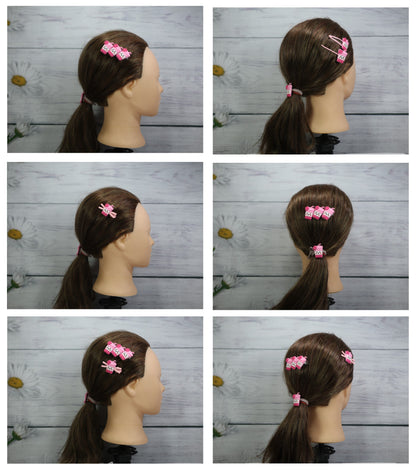 Kamule Polymer Clay Character Hair Accessories Set of 5- Dark Pink