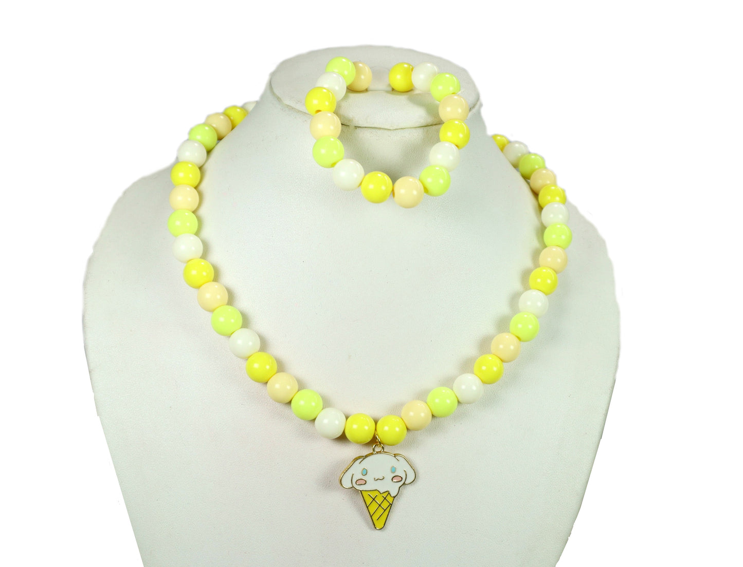 Kamule Sweet Treats Yellow Beaded Necklace set of 2-Yellow , Neon & White