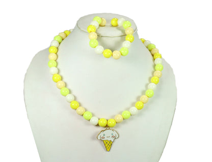 Kamule Sweet Treats Yellow Beaded Necklace set of 2-Yellow , Neon & White