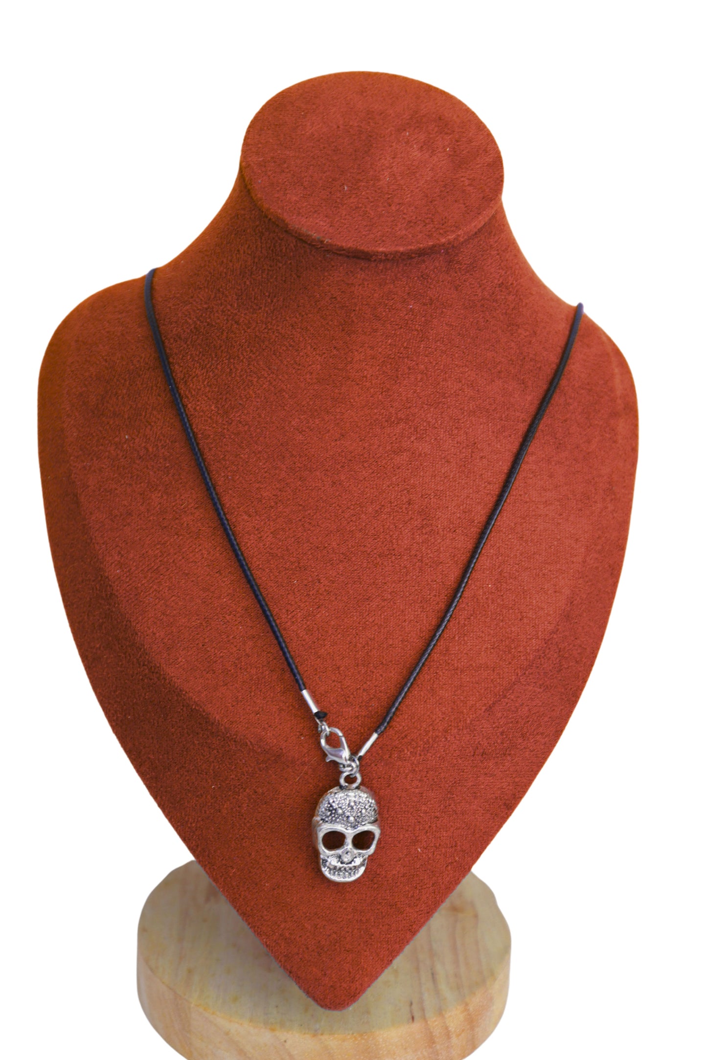 Kamule Halloween-Themed Unisex Gothic Choker Necklace with Skull Embellishment and Cord Design - Black , Silver