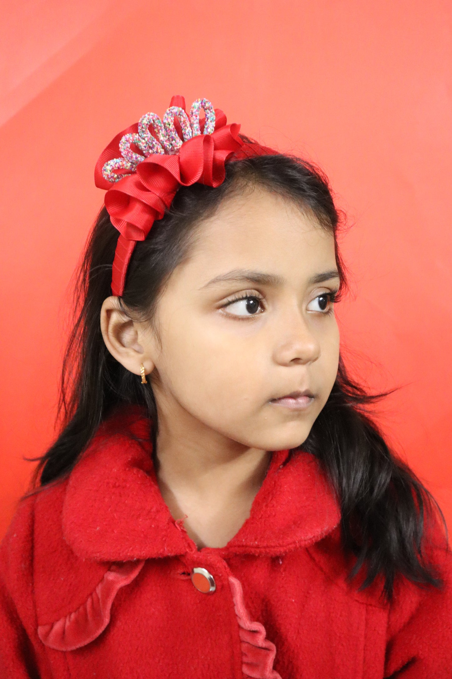 Kamule Christmas Theme Detailed Crown Hairband- Red