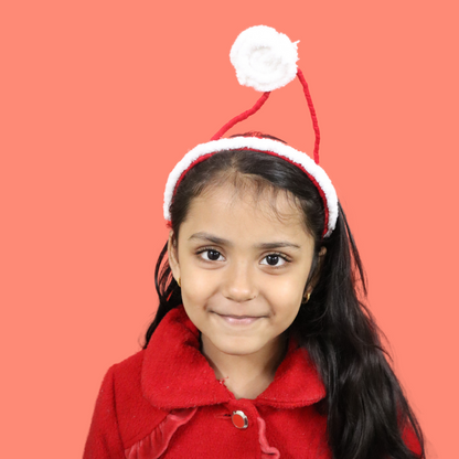 Kamule Christmas Theme Santa Applique Detailed Hairband- Red, White