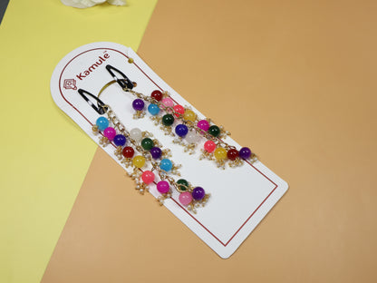 Kamule multi beaded hair wrap strings pin set of - 2 - Multicolour