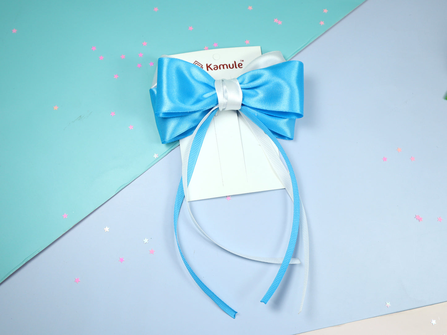 Kamule Layered Satin Bow Detailed Hair Clip -Pack of 1- Sky Blue