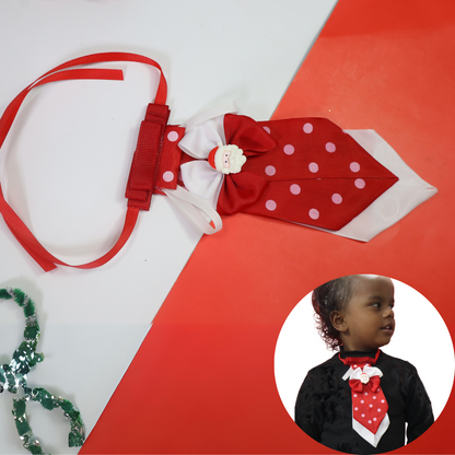 Kamule Christmas Theme Detailed Polka dots Santa Tie- White and Red