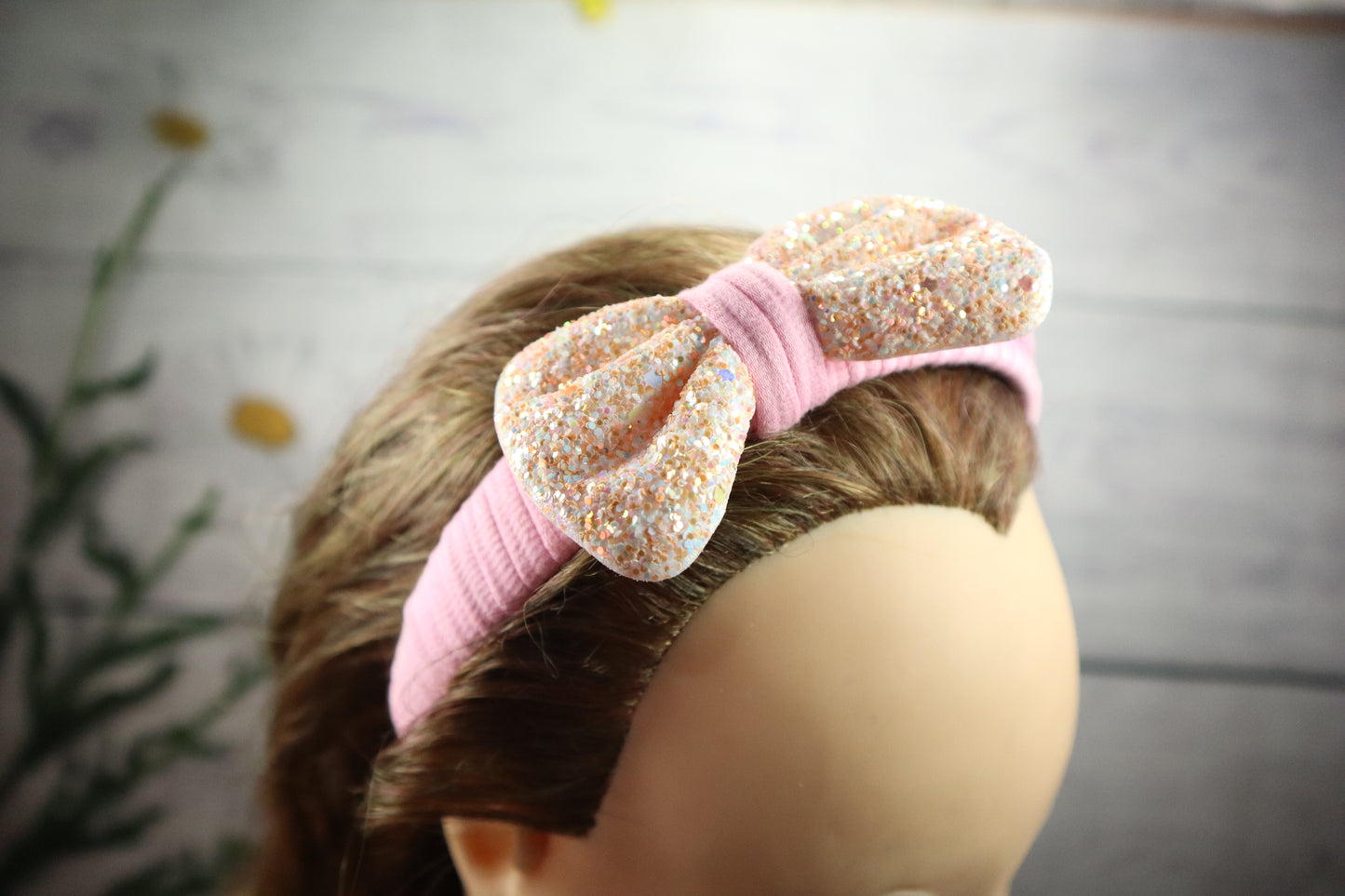 Kamule Sequin Pink Bow Hairband -Pink