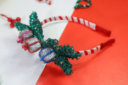 Kamule Christmas Theme Appliqued  Christmas Presents Hairband-Red,white,Green