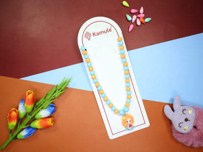 Kamule Blue & Orange Beaded Doll Necklace