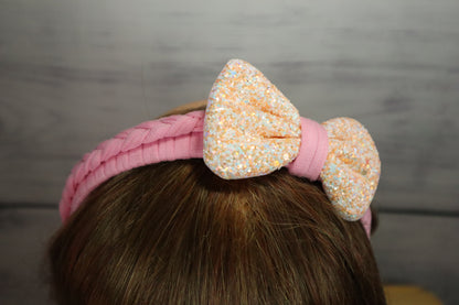 Kamule Sequin Pink Bow Hairband -Pink