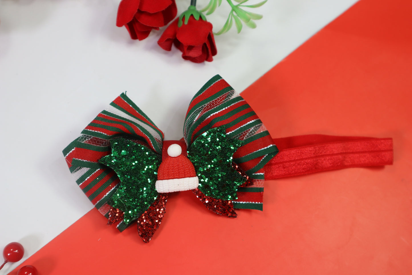 Kamule Christmas Theme Detailed Appliqued Santa Cap Headband