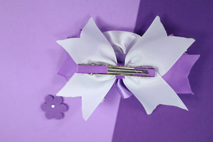 Kamule Satin Detailed Bow Alligator Clip Pack of 1-White and Purple