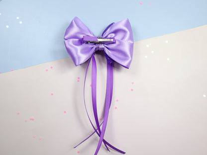 Kamule Net and Satin Layered Satin Detailed Bow - Pack of 1 - Purple