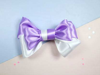 Kamule Layered Bow Detailed Hair Clip- Purple and Sky Blue-set of 2