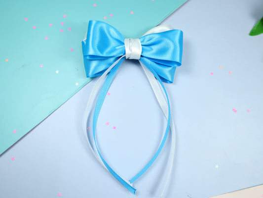 Kamule Layered Satin Bow Detailed Hair Clip -Pack of 1- Sky Blue