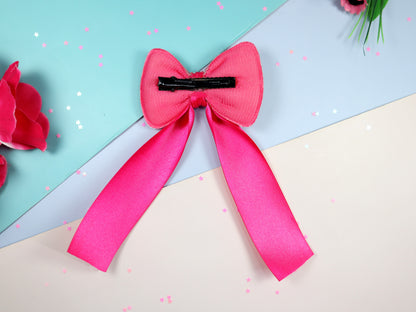 Kamule Dark Pink Glittery Detailed Tie Bow-Pack of 1 - Dark Pink