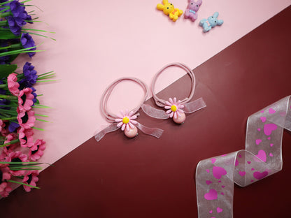 Kamule Party Theme bow Hair Clip & Rubber Band set of 3 -Peach Pink