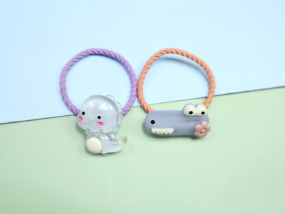 Kamule Unicorn and Character Detailed Clip and Rubber Band Set of 4- Purple