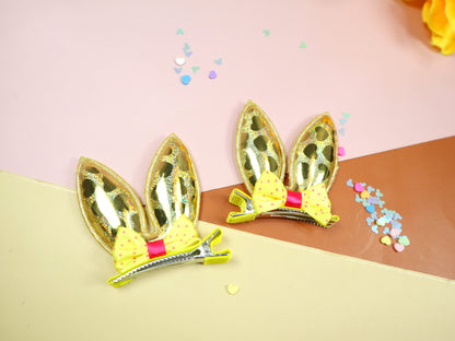 Kamule bunny clip and flora set of-5  -yellow