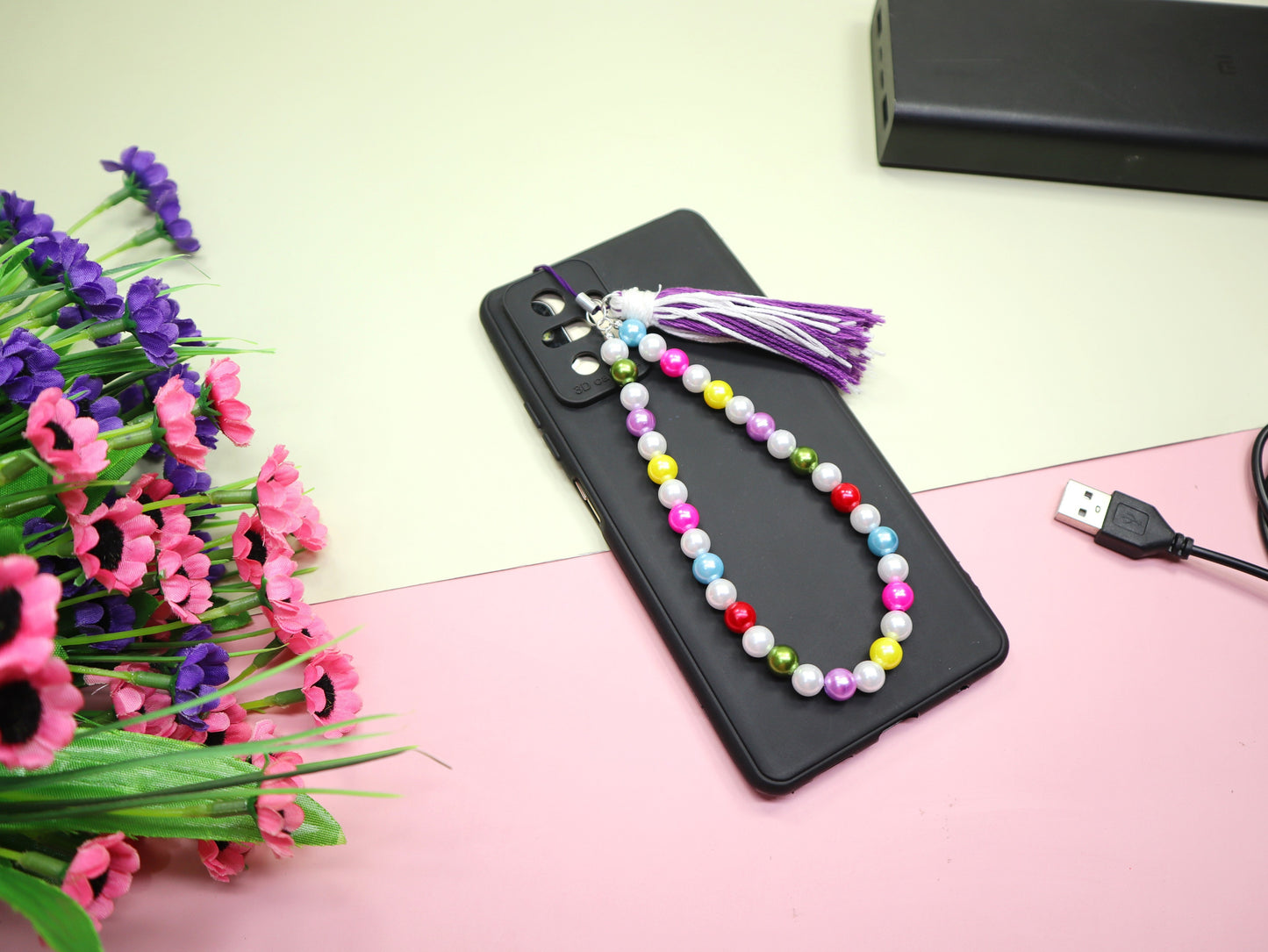 Kamule Multi colour Beaded Phone Charm