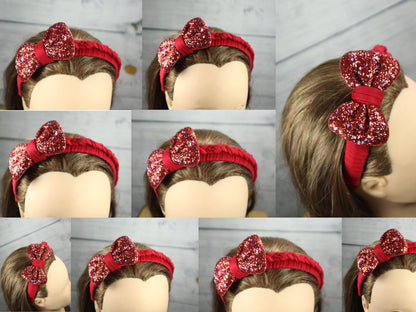 Kamule Glitzy Red Bow Hairband pack of 1-Red